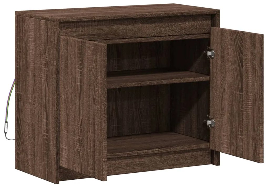 vidaXL Ντουλάπι με Φώτα LED Καφέ Δρυς 72x34x61 εκ. Επεξεργασμένο Ξύλο