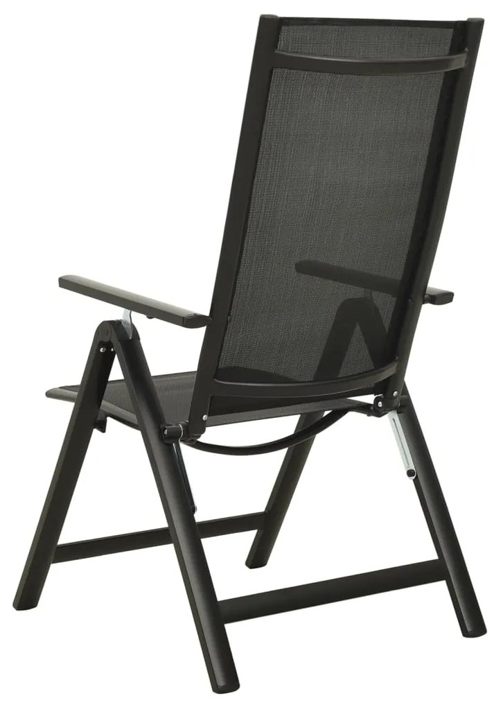 vidaXL Καρέκλες Κήπου Πτυσσόμενες 2 τεμ. Μαύρες Textilene / Αλουμίνιο