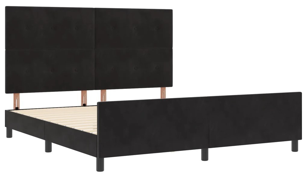 vidaXL Μαύρο Βελούδινο Κρεβάτι 180x200 εκ