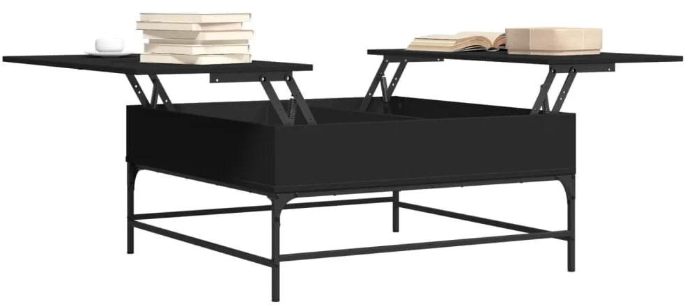 vidaXL Τραπεζάκι Σαλονιού Μαύρο 95x95x45εκ. Επεξεργασμένο Ξύλο+Μέταλλο