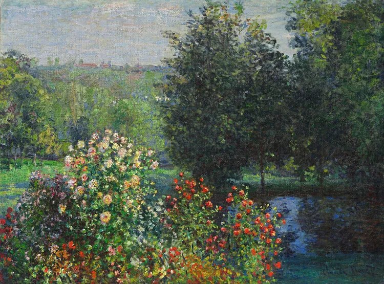 Αναπαραγωγή The Rose Bushes in the Garden at Montgeron (1876), Claude Monet