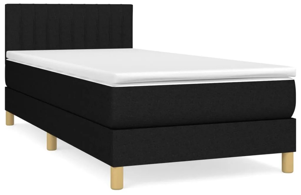 vidaXL Κρεβάτι Boxspring με Στρώμα Μαύρο 100 x 200 εκ. Υφασμάτινο