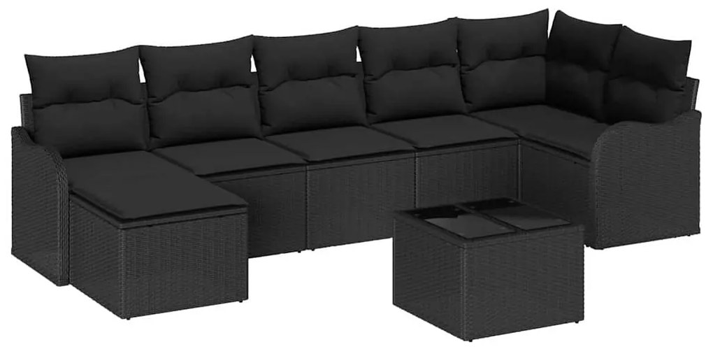 vidaXL Σετ Καναπέ Κήπου με μαξιλάρι 8 pcs Μαύρο Πολυ ράταν