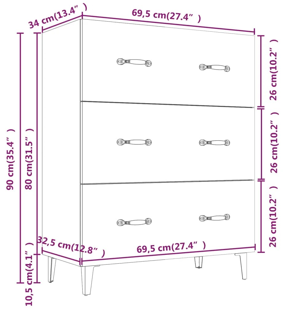 ΝΤΟΥΛΑΠΙ ΓΚΡΙ SONOMA 69,5 X 34 X 90 ΕΚ. ΑΠΟ ΕΠΕΞΕΡΓΑΣΜΕΝΟ ΞΥΛΟ 817349