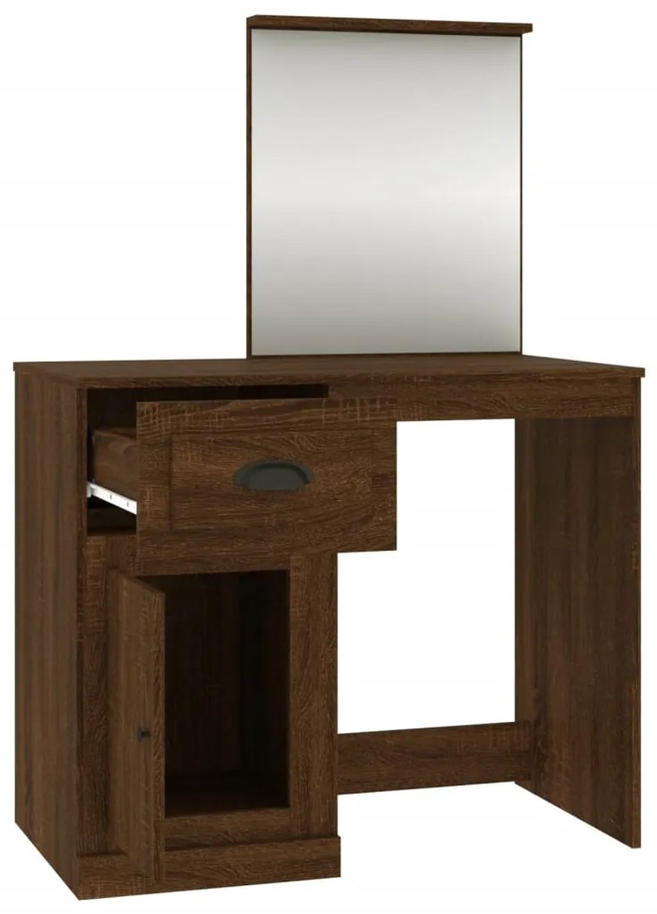 vidaXL Μπουντουάρ με Καθρέφτη Καφέ Δρυς 90x50x132,5 εκ. Επεξ. Ξύλο