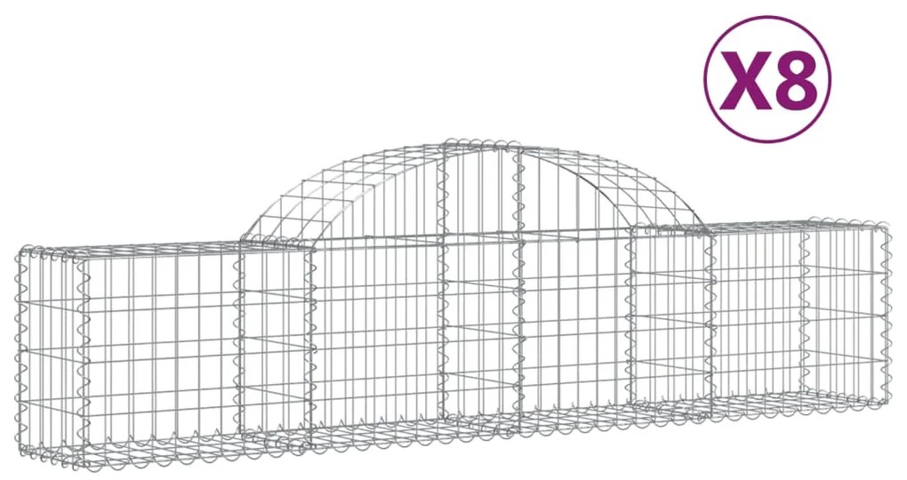 vidaXL Συρματοκιβώτια Τοξωτά 8 τεμ. 200x30x40/60 εκ. Γαλβαν. Ατσάλι