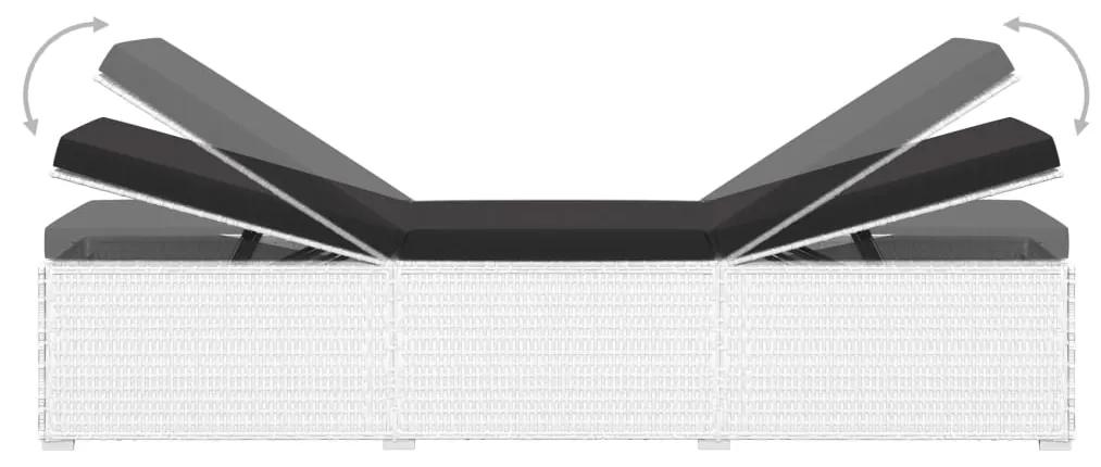 vidaXL Σετ Ξαπλώστρες με Τραπέζι 3 τεμ. Λευκό από Συνθετικό Ρατάν
