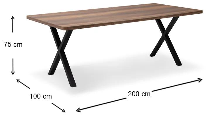 Τραπέζι Jeremy Megapap Mdf - μεταλλικό χρώμα καρυδί 200x100x75εκ.