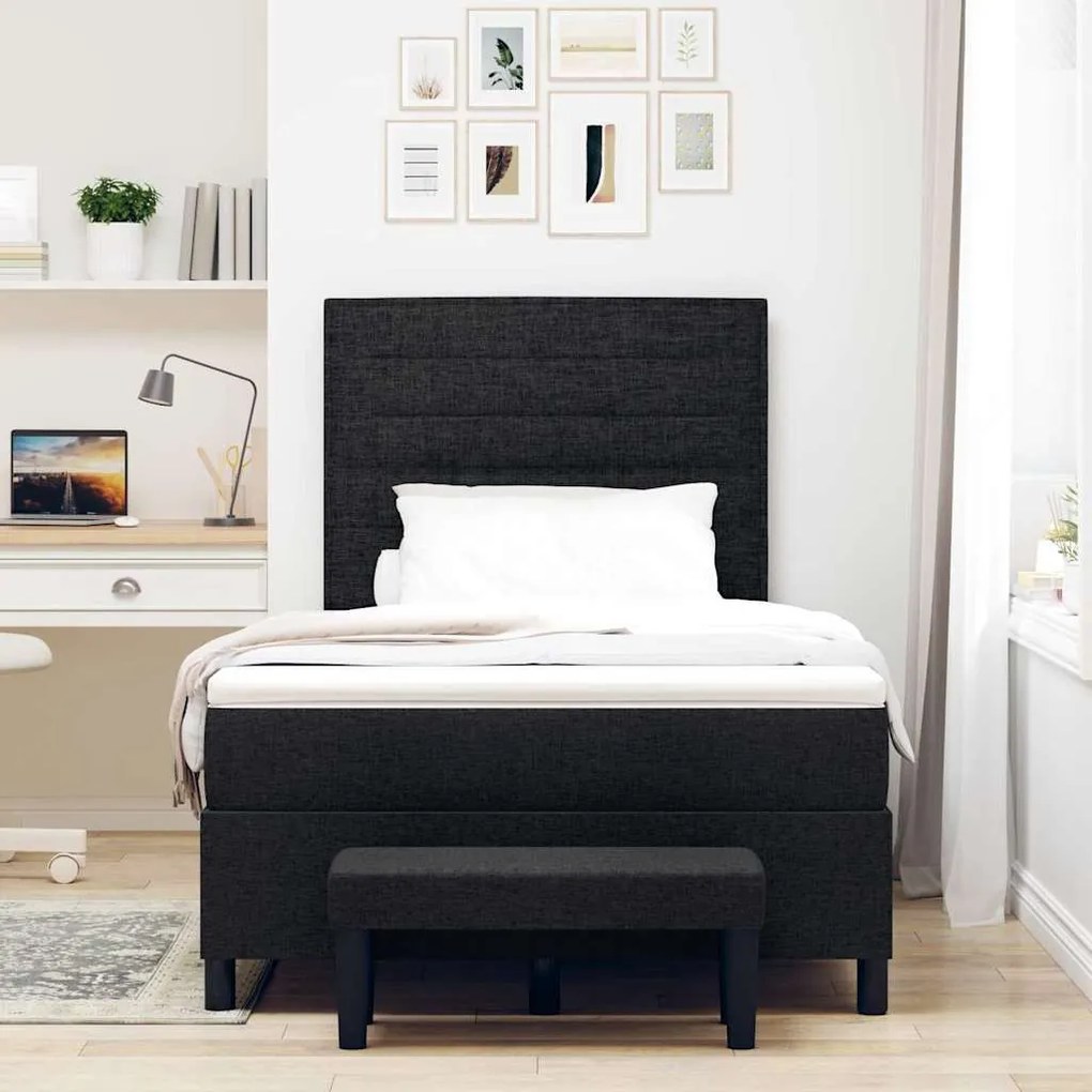 vidaXL Κρεβάτι με ελατήρια με στρώμα Μαύρο 120 x 190 cm ύφασμα