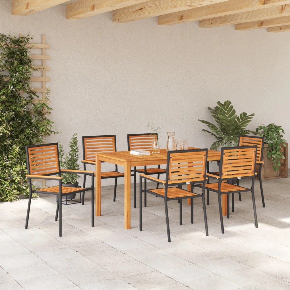 vidaXL Σετ Τραπεζαρίας Κήπου 7 pcs Μαύρο 140 x 80 x 74 cm