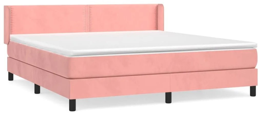 Κρεβάτι Boxspring με Στρώμα Ροζ 180x200 εκ. Βελούδινο - Ροζ