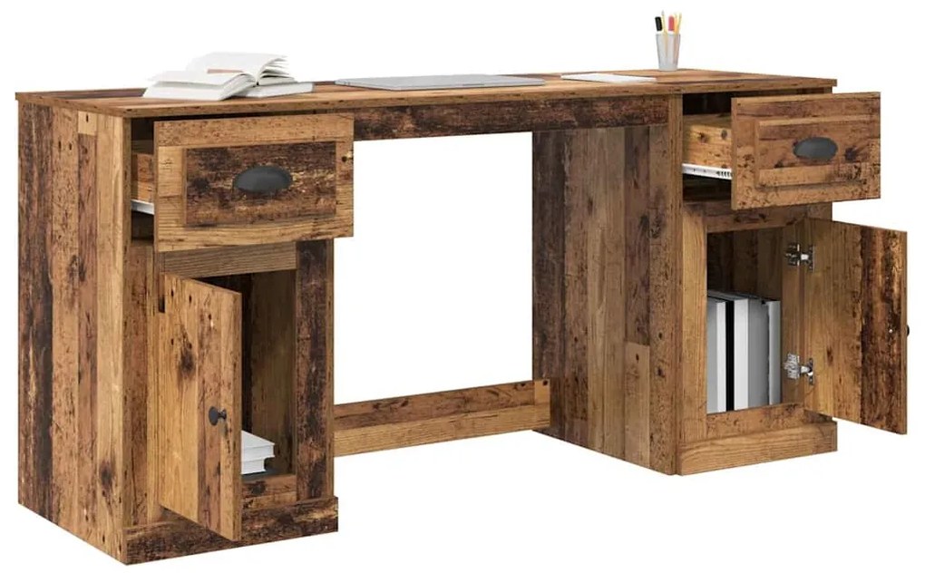 vidaXL Γραφείο με Ντουλάπι με συρτάρι Παλιό Ξύλο 154,5 x 50 x 75 εκ
