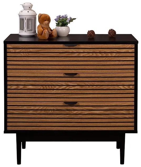 Συρταριέρα Brooklyn Fylliana Μαύρο - Φυσικο 80x40x75 εκ. 80x40x75 εκ.