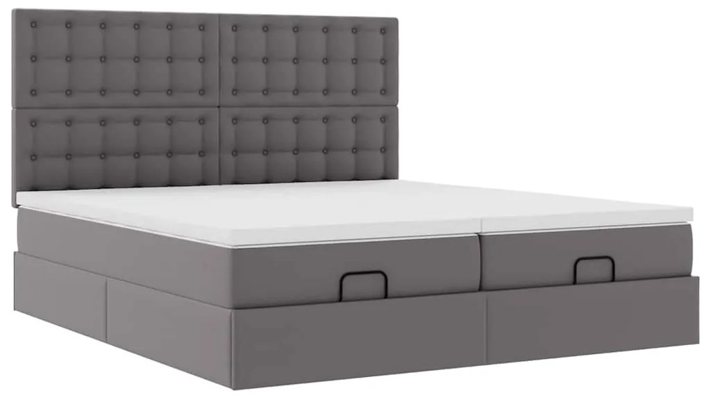 vidaXL Οθωμανικό κρεβάτι με στρώματα Γκρι 200x200cm Faux Leather