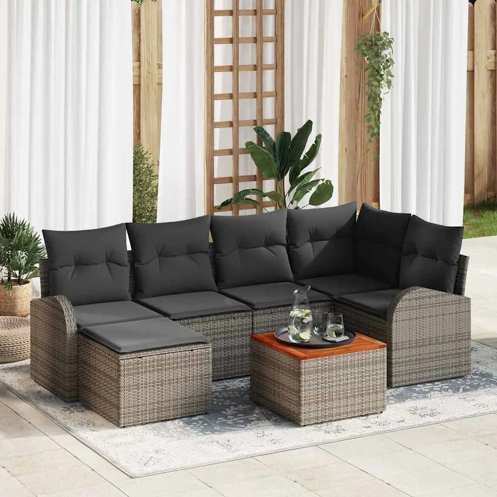 vidaXL Σετ Καναπέ Κήπου 7 pcs Γκρι