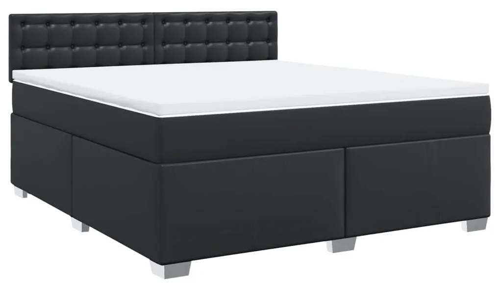 vidaXL Κρεβάτι Boxspring με Στρώμα Μαύρο 180x200εκ.από Συνθετικό Δέρμα