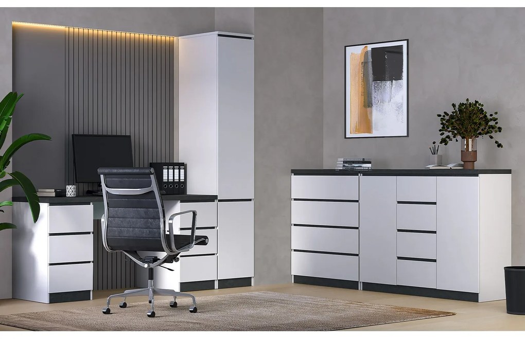 Γραφείο Ξύλινο ORLY Nimphea Alba/Dark Concrete 160x60x76