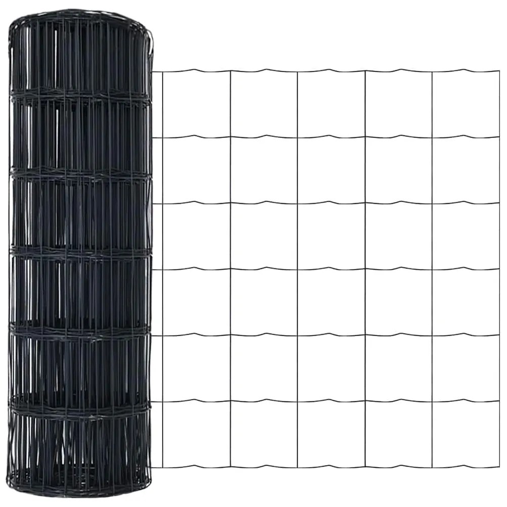 vidaXL Φράχτης Εuro Γκρι 0.4 x 50 μ. Σίδηρος με επικάλυψη PVC