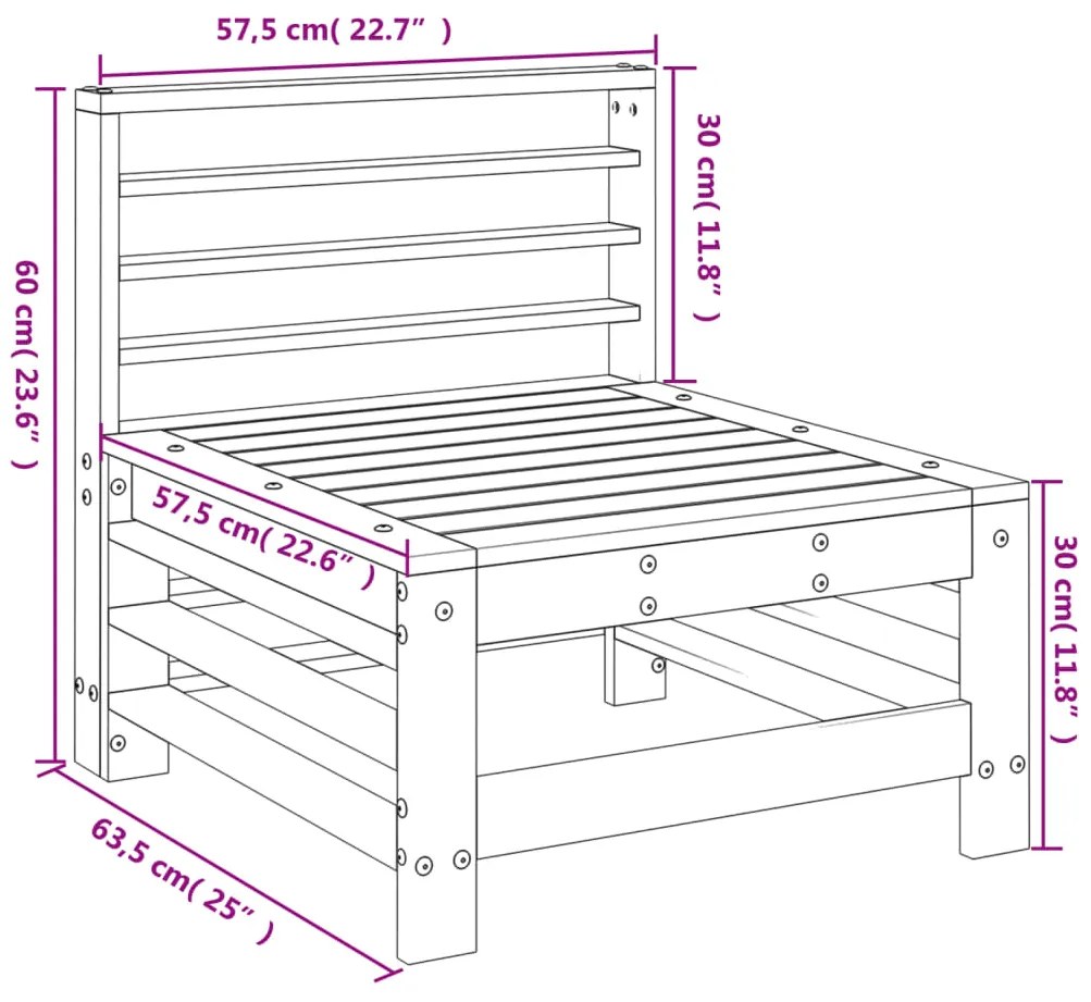 vidaXL Καναπές Κήπου Μεσαίος Μαύρος από Μασίφ Ξύλο Πεύκου