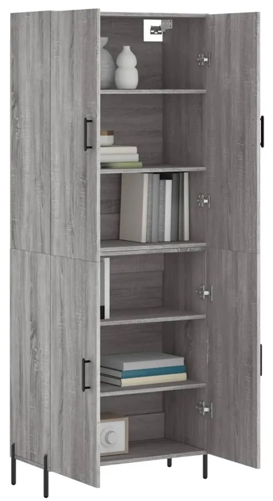 vidaXL Ντουλάπι Γκρι Sonoma 69,5 x 34 x 180 εκ. Επεξεργασμένο Ξύλο
