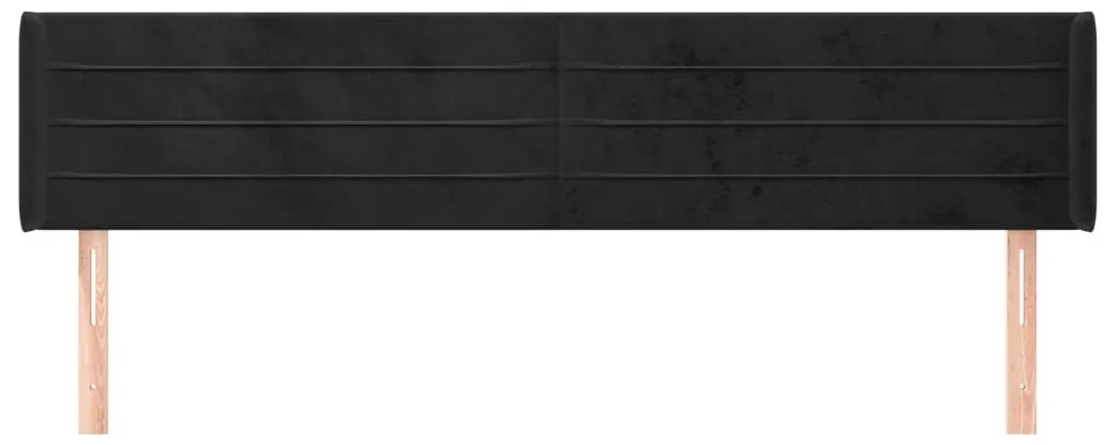 vidaXL Κεφαλάρι με Πτερύγια Μαύρο 163x16x78/88 εκ. Βελούδινο
