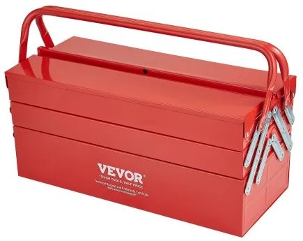 VEVOR Tool Box 18-inch 3-Tier 5-Tray Folding Cantilever Toolbox with Handle