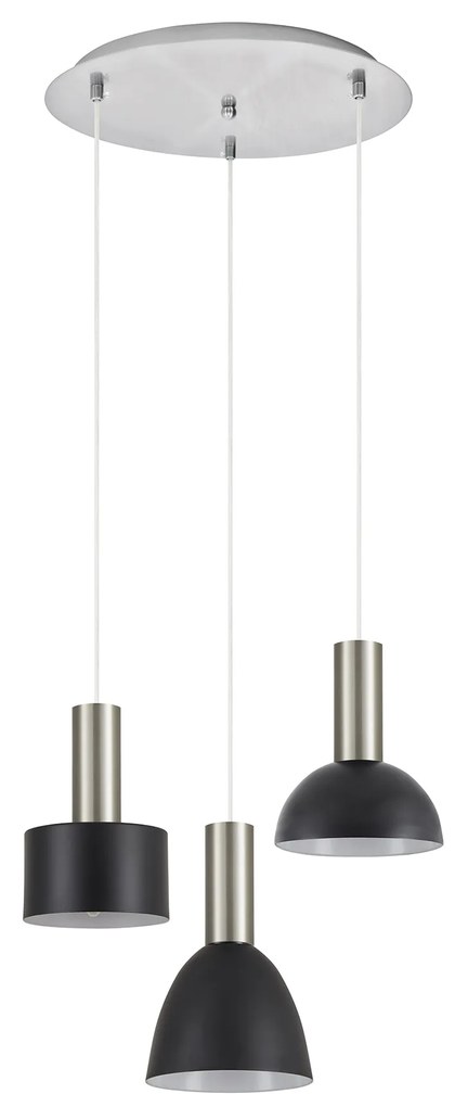 Φωτιστικό Οροφής  SE21-NM-4-3BL-MS123 ADEPT FLEX Nickel Matt Pendant Black Metal Shade+ - 51W - 100W - 77-8925