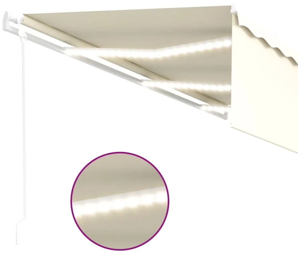 vidaXL Τέντα Αυτόματη με Σκίαστρο/LED/Αισθητήρα Ανέμου Κρεμ 6 x 3 μ.
