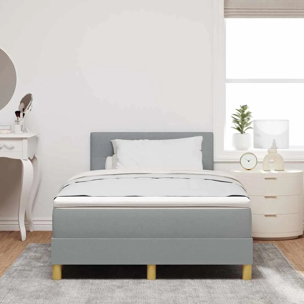 vidaXL Κρεβάτι box spring με στρώμα Ανοιχτό γκρι 120 x 200 cm ύφασμα