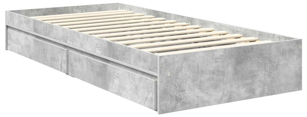 vidaXL Κρεβάτι Αποθήκης Σκυρόδεμα Γκρι 90 x 190 cm Επεξεργασμένο ξύλο