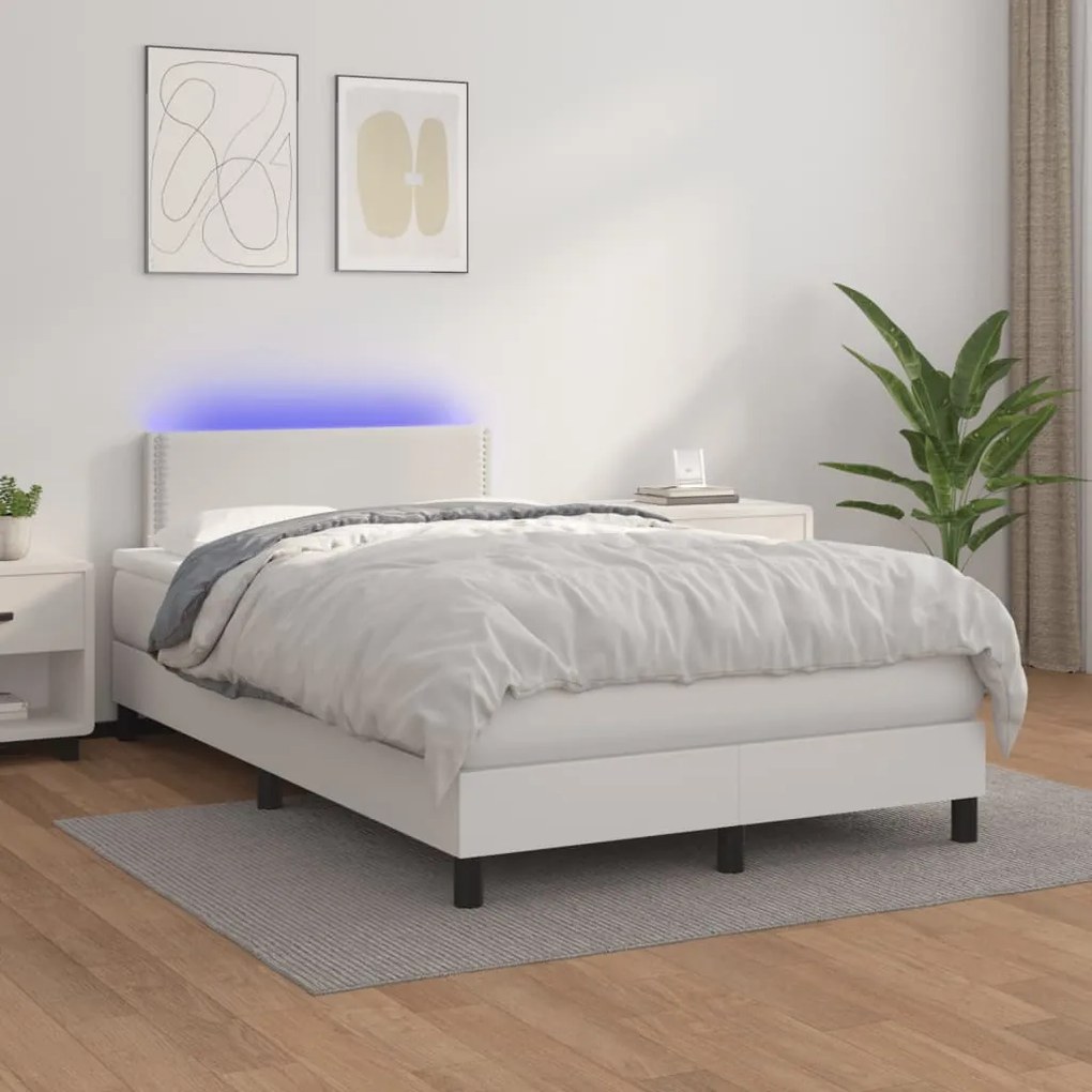 ΚΡΕΒΑΤΙ BOXSPRING ΜΕ ΣΤΡΩΜΑ &amp; LED ΛΕΥΚΟ 120X190 ΕΚ. ΣΥΝΘ. ΔΕΡΜΑ 3270130