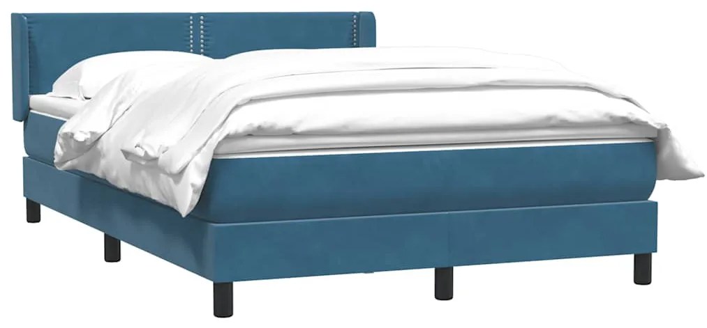 vidaXL Κρεβάτι Boxspring με Στρώμα Σκούρο Μπλε 140x210 εκ. Βελούδινο