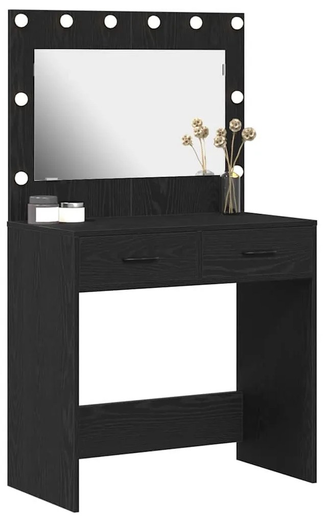 vidaXL Κομοδίνο Μαύρη δρυς 78.5 x 41 x 135 εκ Επεξεργασμένο ξύλο