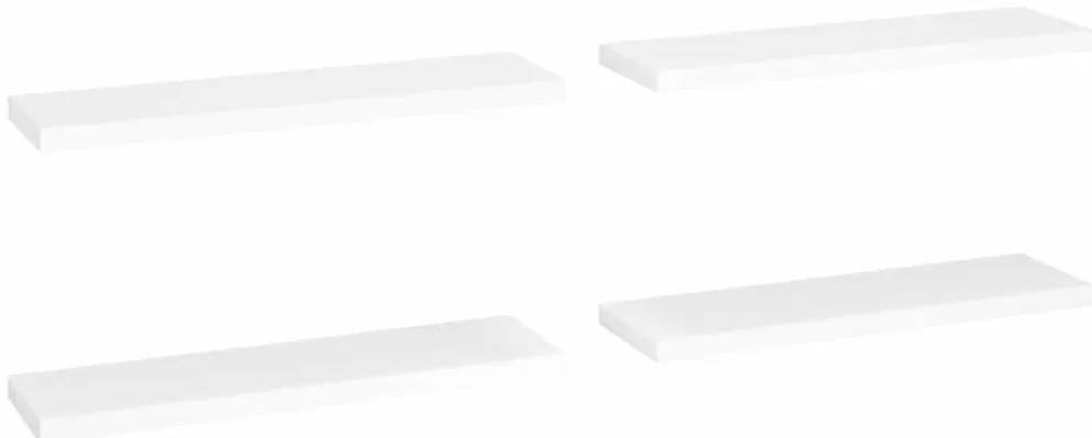 vidaXL Ράφια Τοίχου 4 τεμ. Άσπρα 90x23,5x3,8 εκ. MDF