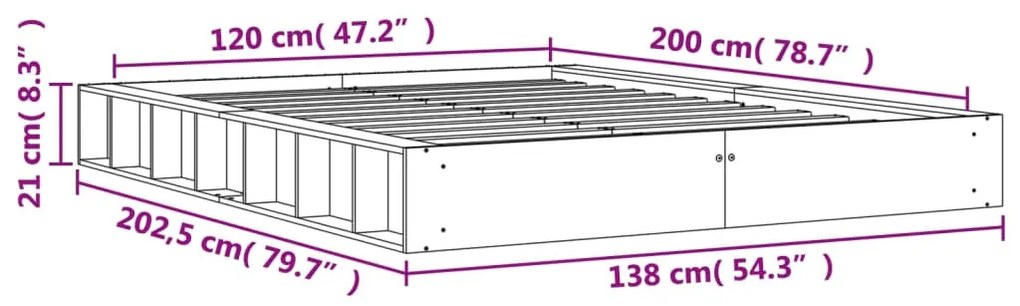 ΠΛΑΙΣΙΟ ΚΡΕΒΑΤΙΟΥ ΚΑΦΕ ΚΕΡΙΟΥ 120X200ΕΚ ΑΠΟ ΜΑΣΙΦ ΞΥΛΟ ΠΕΥΚΟΥ 844429