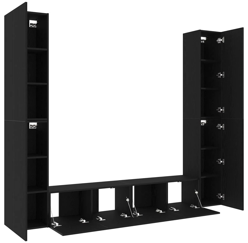 vidaXL Ντουλάπι TV 6 pcs Μαύρο 80 x 30 x 30 εκ Επεξεργασμένο ξύλο
