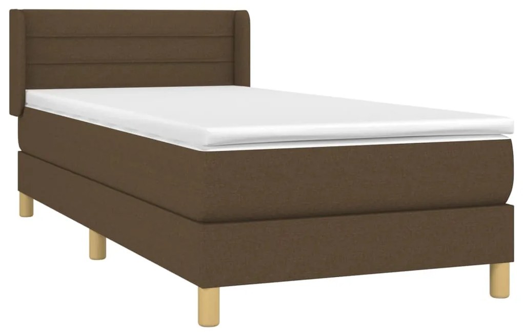 Κρεβάτι Boxspring με Στρώμα Σκούρο Καφέ 80x200 εκ. Υφασμάτινο - Καφέ