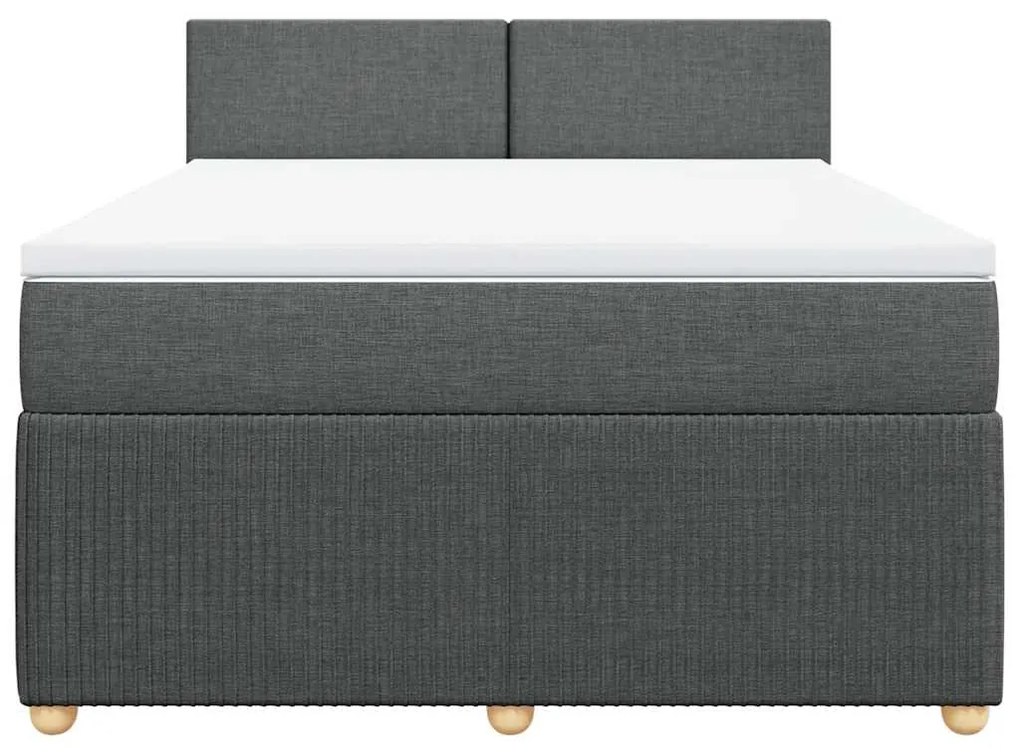 vidaXL Κρεβάτι Boxspring με Στρώμα Σκούρο Γκρι 160x200 εκ Υφασμάτινο