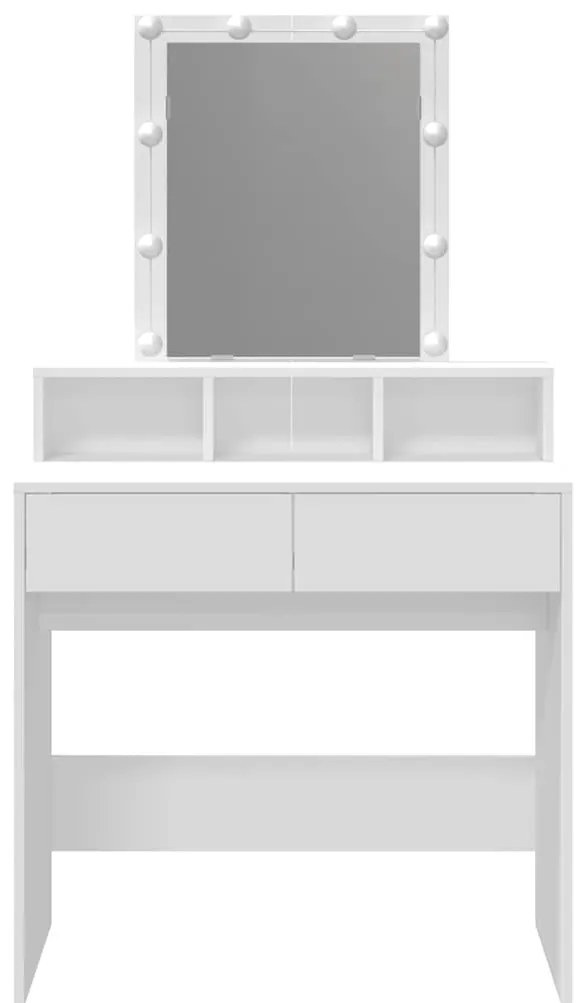 vidaXL Μπουντουάρ με LED Λευκό 80 x 41 x 144,5 εκ.