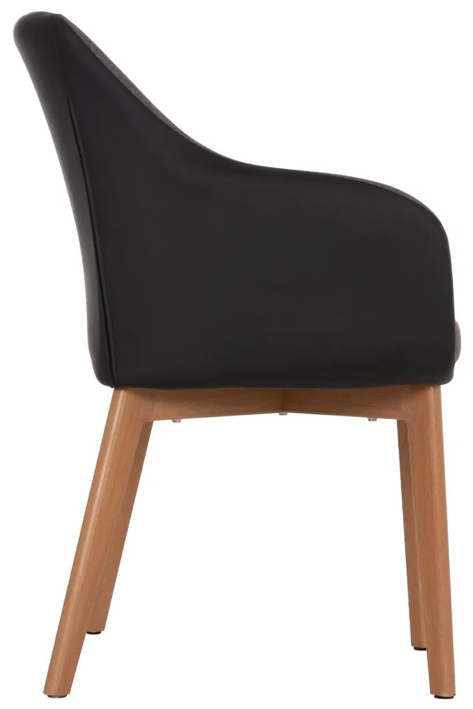 Καρέκλα-Πολυθρόνα BRISTOL με PU Μαύρο και Ύφασμα Γκρί σκούρο 57x59x86Υεκ. 2αδα 57x59x86 εκ.