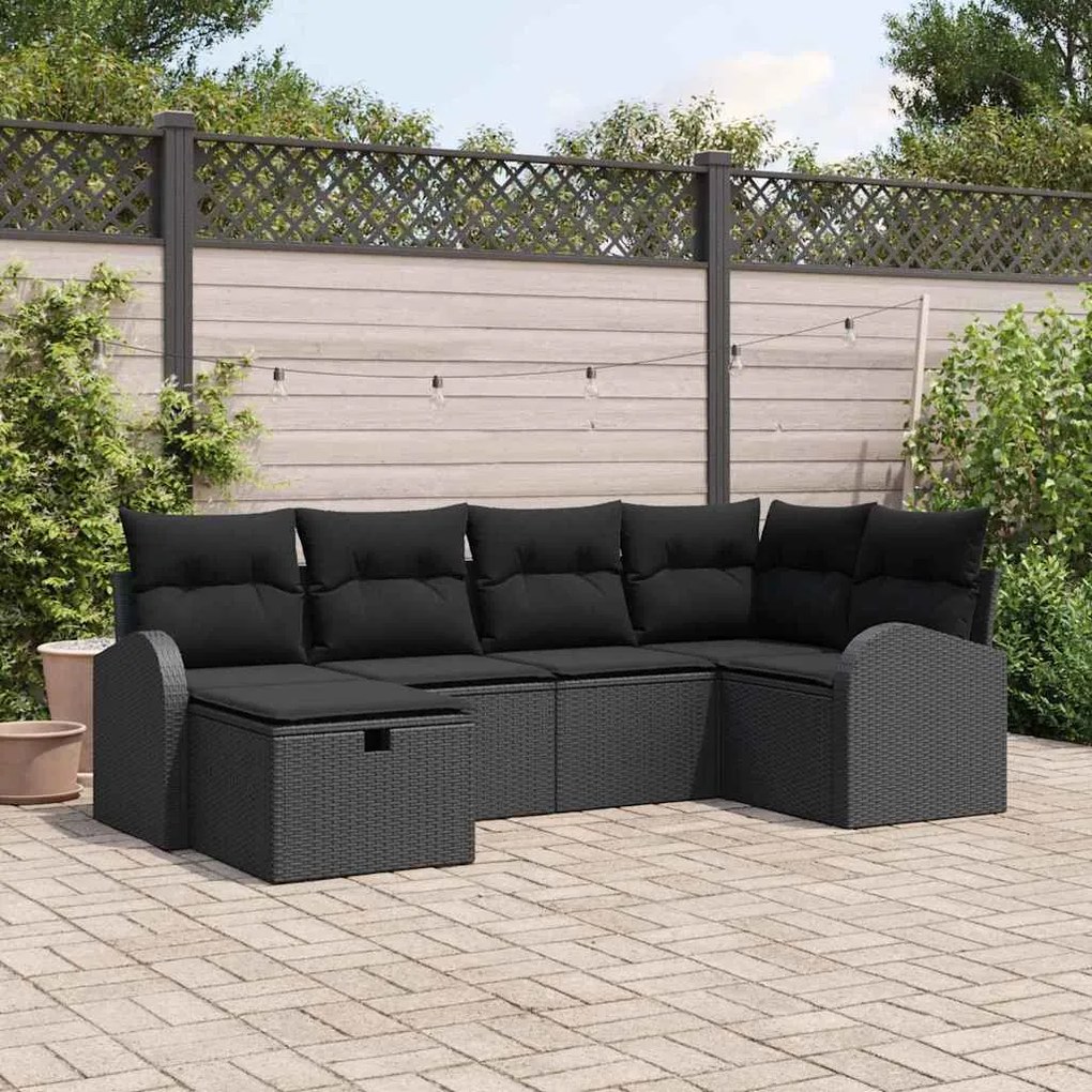 vidaXL Σετ Καναπέ Κήπου 6 pcs Μαύρο 234 x 124 x 85 εκ Πολυ ράταν