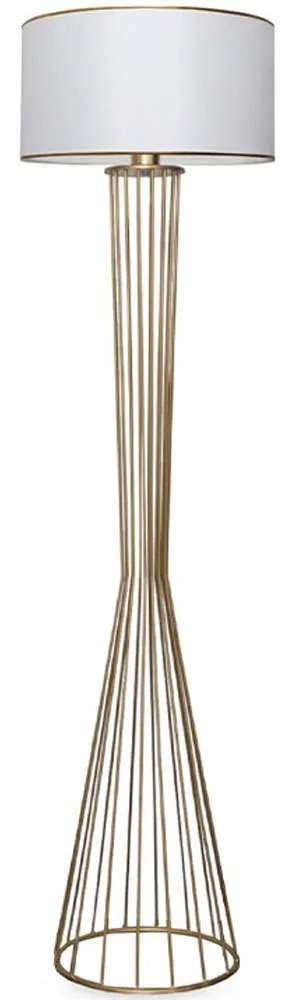 Φωτιστικό Δαπέδου Clarke 0123686 38x21x155cm 1xE27 15W White-Gold Megapap Metal, Fabric