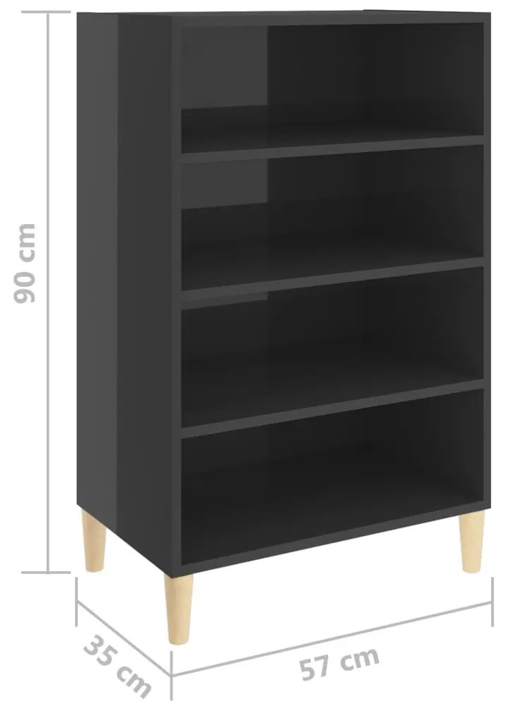 Ραφιέρα Γυαλιστερή Γκρι 57 x 35 x 90 εκ. από Επεξ. Ξύλο - Γκρι