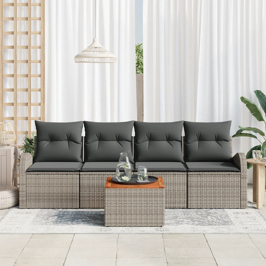 vidaXL Σετ Καναπέ Κήπου 5 pcs Γκρι
