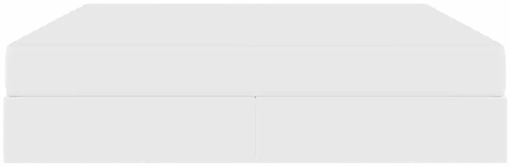 vidaXL Κρεβάτι με αποθηκευτικό χώρο και στρώμα 2 pcs Λευκό Δέρμα