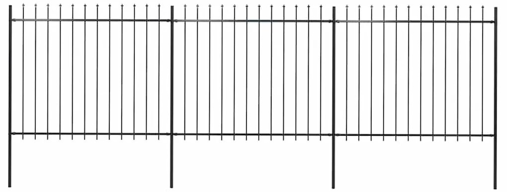 Φράχτης Κήπου με Κορυφή Δόρυ Μαύρος Ατσάλινος 537 x 150 εκ.