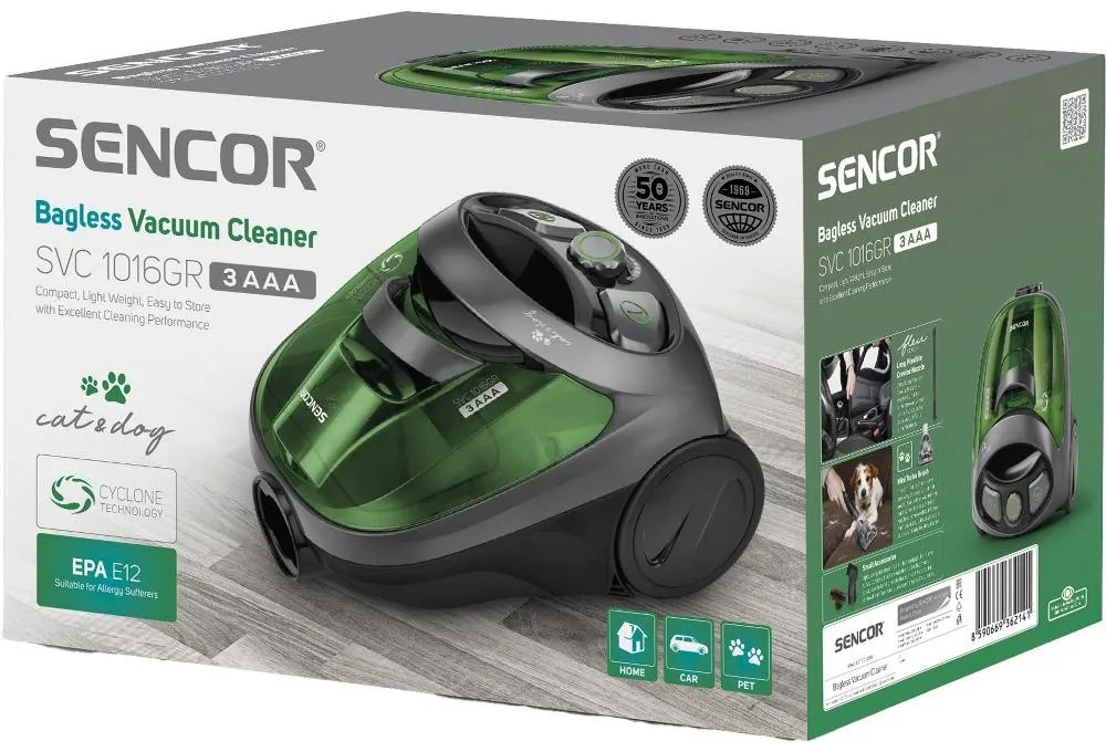 Ηλεκτρική Σκούπα Sencor SVC 1016GR 800W Χωρίς Σακούλα Black/Green