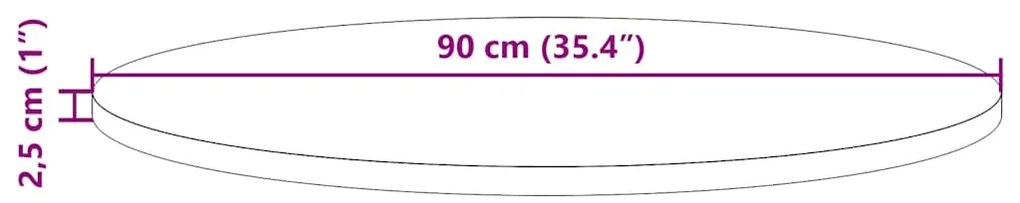 vidaXL Επιφάνεια Τραπεζιού Ø90 x 2,5 εκ. από Μασίφ Ξύλο Πεύκου