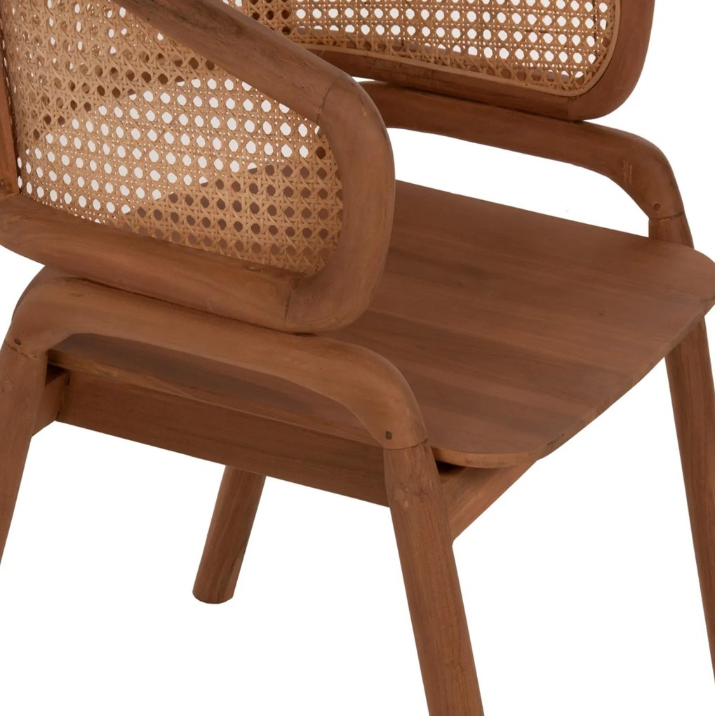 Καρέκλα-Πολυθρόνα C9402.01 Μασίφ Ξύλο Teak και Rattan πλάτη Φυσικό 57x62x83Υεκ. 57x62x83 εκ.
