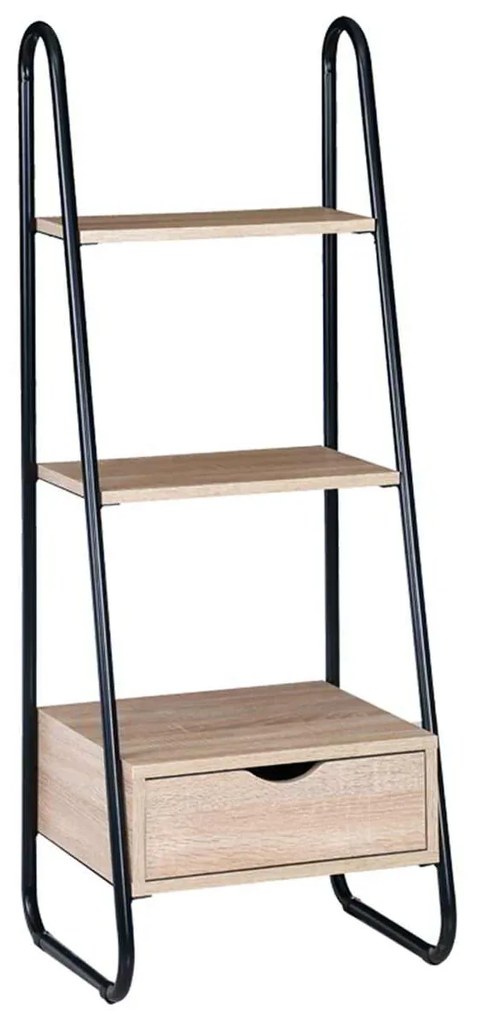 Ραφιέρα Συρτ. με 44x37x114cm Μεταλ.Μαύρη/απ.Σημύδας